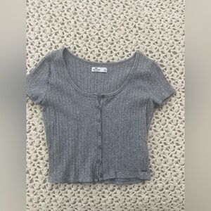 Hollister ribbed Henley cropped shirt